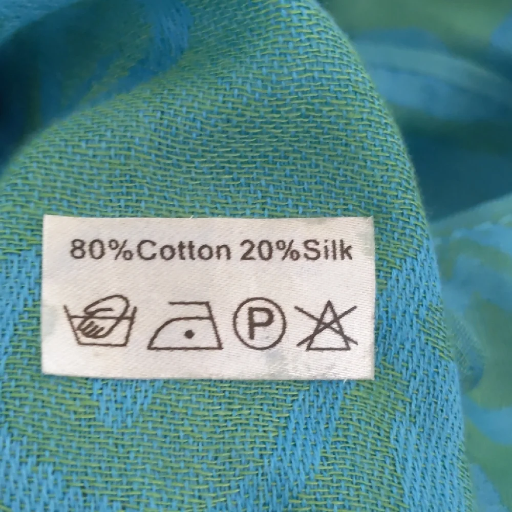 Teal Turquoise and Lime Women's Scarf 80% Cotton 20% Silk Classic